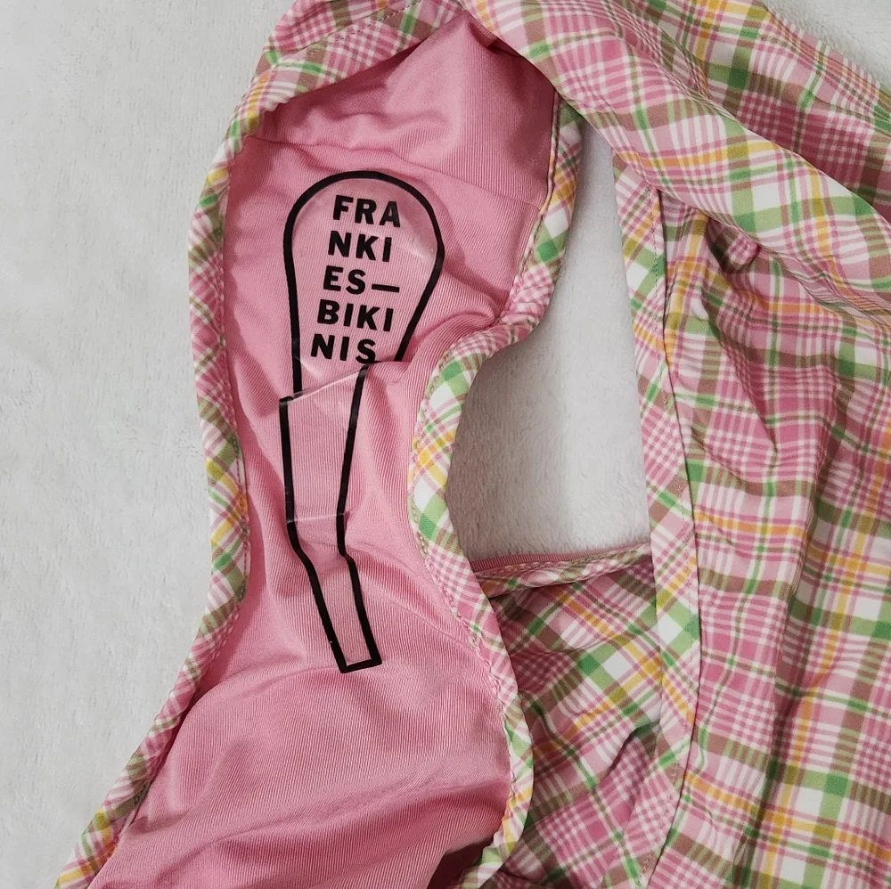 New!Pink X Frankies Bikini August‎ One Piece Swimsuit Strawberry Plaid